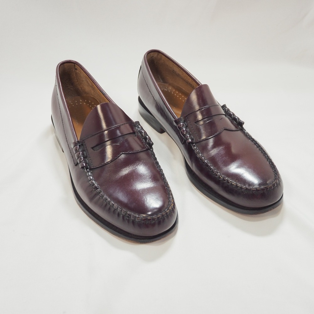 GH Bass Weejuns Penny Loafer Mens 10D Burgundy Oxblood Leather Moc Toe Beefroll